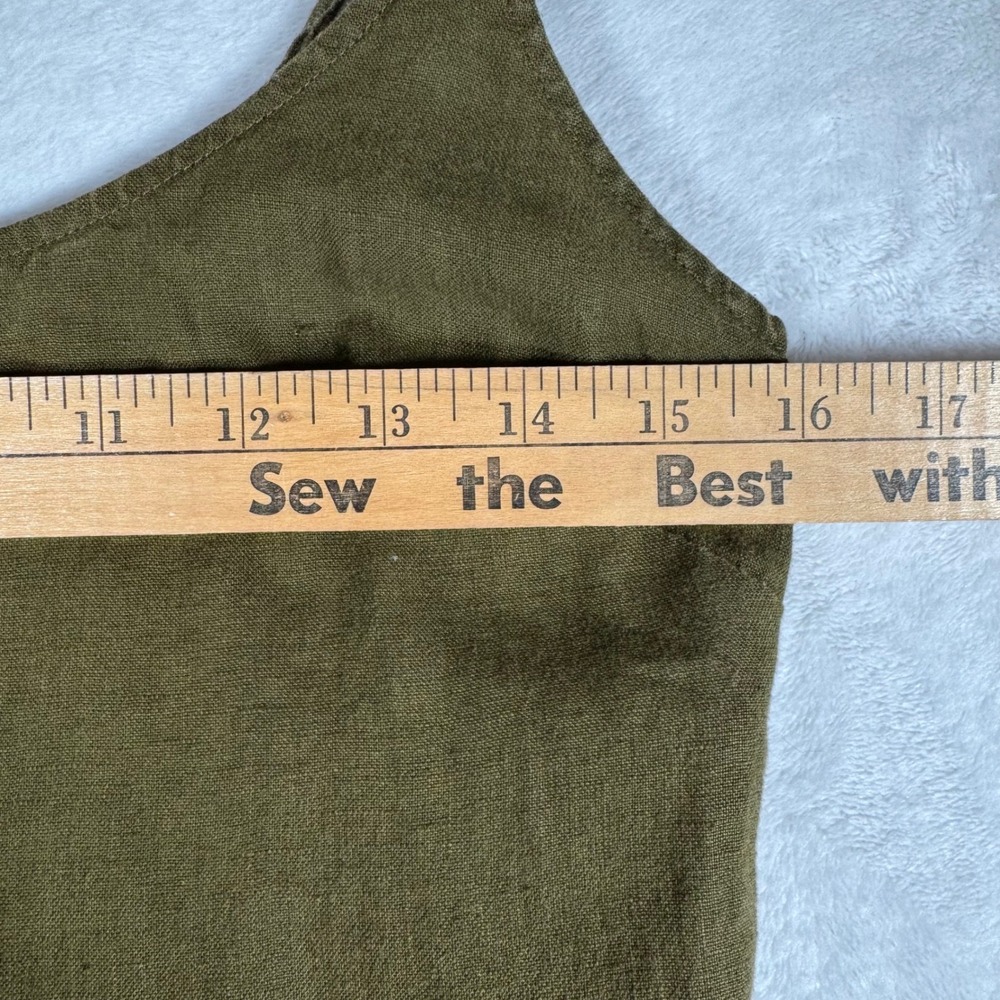 Quince 100% European Linen Scoop Neck Midi Dress Martini Olive Green CS001 Small - Picture 7 of 13